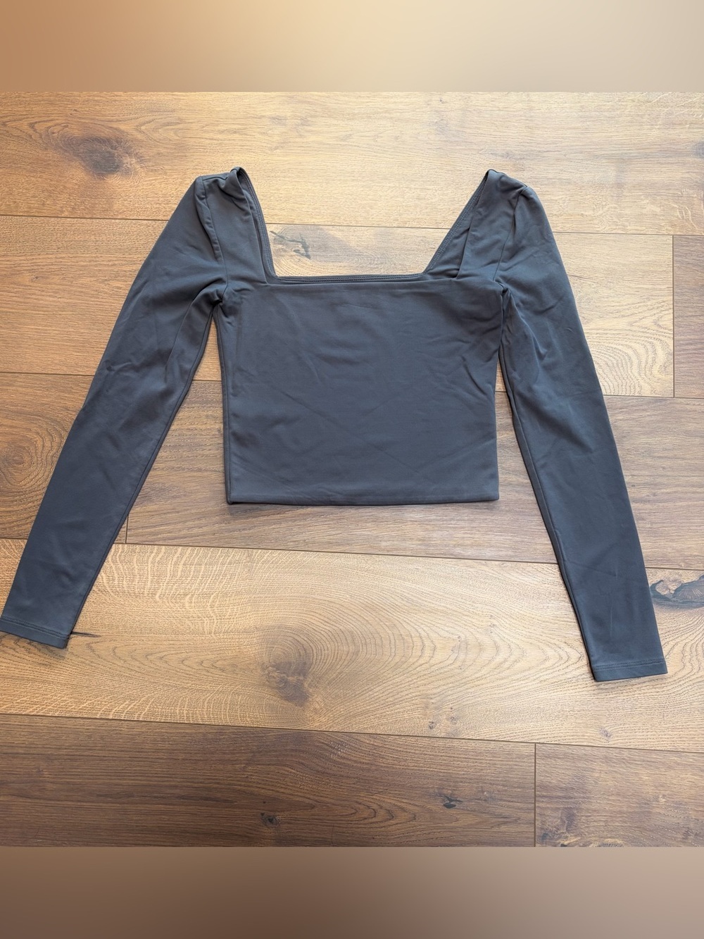 Aritzia Contour Square-Neck Long Sleeve Top, Charcoal Gray
